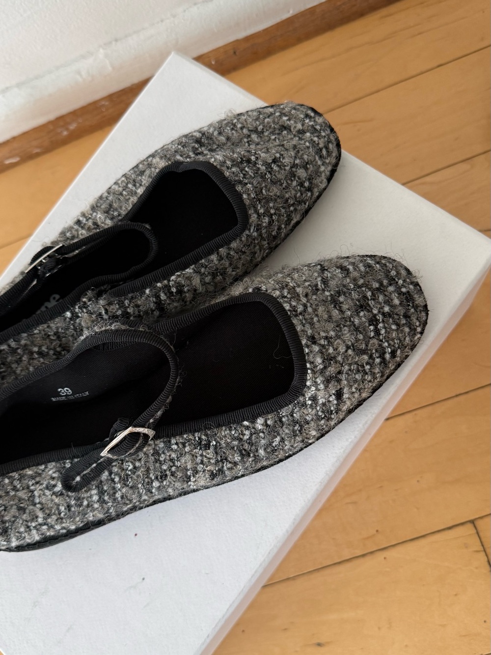 Classic Tweed Mary Jane Flats - Gray